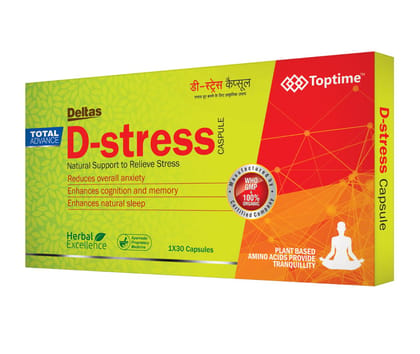 Total D-Stress Capsule - Natural Support to Relieve Stress, Reduce Anxiety, Enhance Cognition and Memory, Improve Sleep - 30 Capsules"