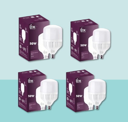 UBX Jumbo 50W higher wattage Led Bulb | Cool Day Light (6500K)| Base- B22 | Energy Efficient | Surge Protection | Pack of 4