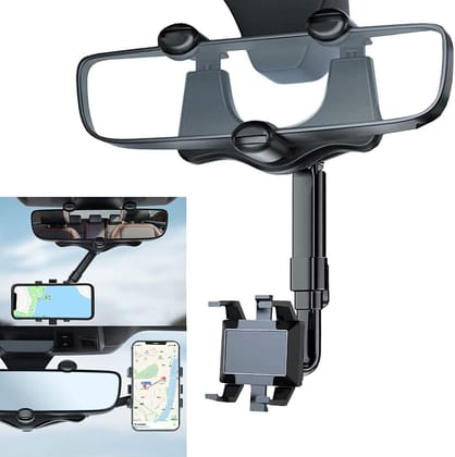 DriveEase Multifunctional Car Mirror Mobile Holder – Versatile Rear View Mirror Mount for Vlogging & Navigation