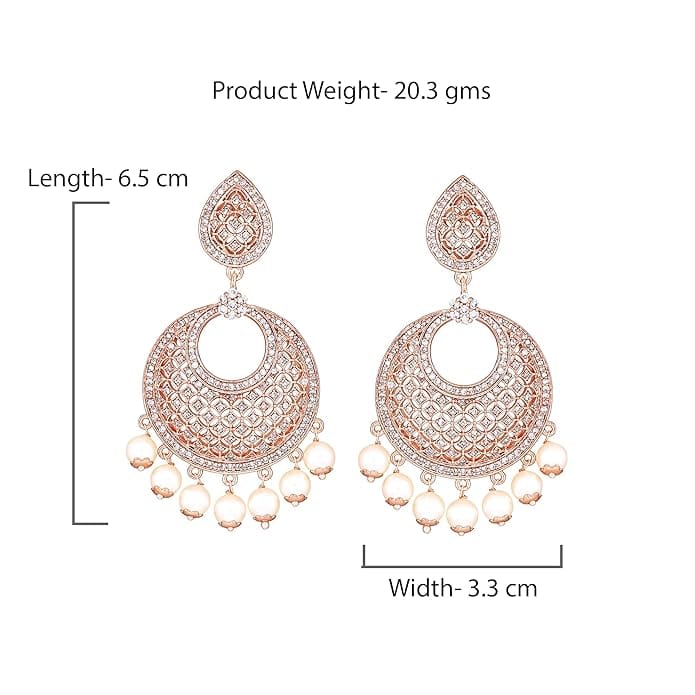  Stunning Cubic Zirconia Chandbali Earrings with Pearls for Women