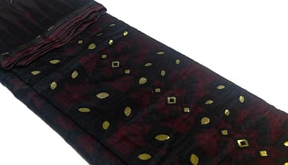 Buy Indian Maroon Tissue Silk Saree With Golden Zari Weaving Work