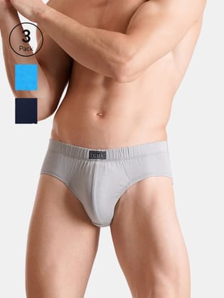 FCUK Play Preston, Men's Briefs Pack of 3-Gray-Navy Blue-Blue