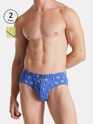 FCUK Play Bruce, Men's Printed Briefs Pack of 2-Blue-green