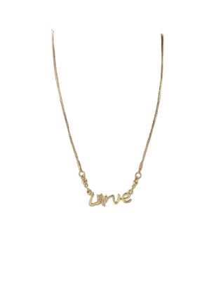  Gold Plated Cubic Zirconia "Love" Pendant Necklace