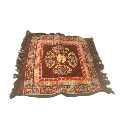 Brown and Red Traditional Turkish Prayer Rug with Geometric and Floral Motifs