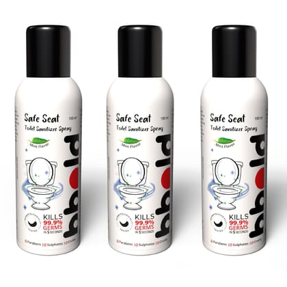 bbold Toilet Seat Sanitizer Spray 100 ml - Mint | Reduces The Risk Of UTI & Other Infections | Protects From 99.9% Germs In 5 Seconds & Travel Friendly | Anti Odour (Pack of 3)