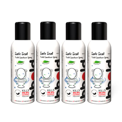 bbold Toilet Seat Sanitizer Spray 100 ml - Mint | Reduces The Risk Of UTI & Other Infections | Protects From 99.9% Germs In 5 Seconds & Travel Friendly | Anti Odour (Pack of 4)