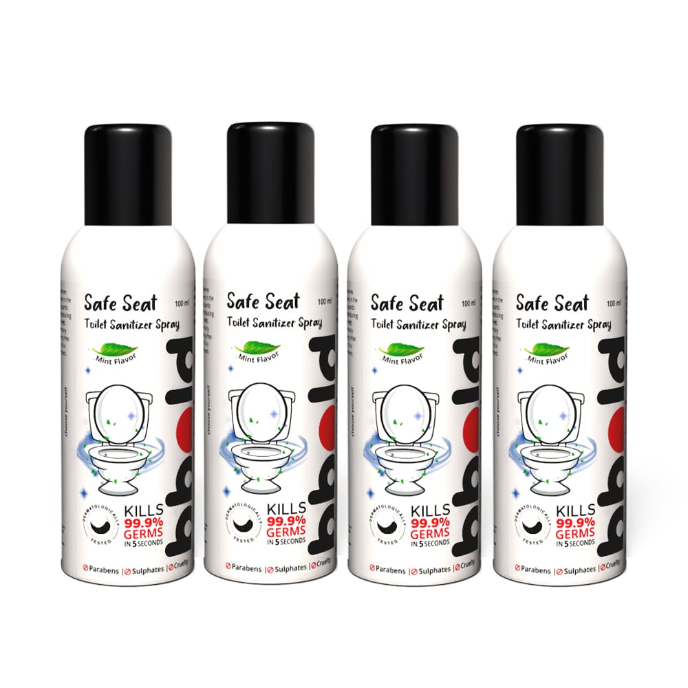 bbold Toilet Seat Sanitizer Spray 100 ml - Mint | Reduces The Risk Of UTI & Other Infections | Protects From 99.9% Germs In 5 Seconds & Travel Friendly | Anti Odour (Pack of 4)