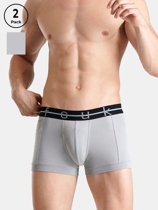 FCUK Play Norwood, Men's Solid Trunks Pack of 2-Grey