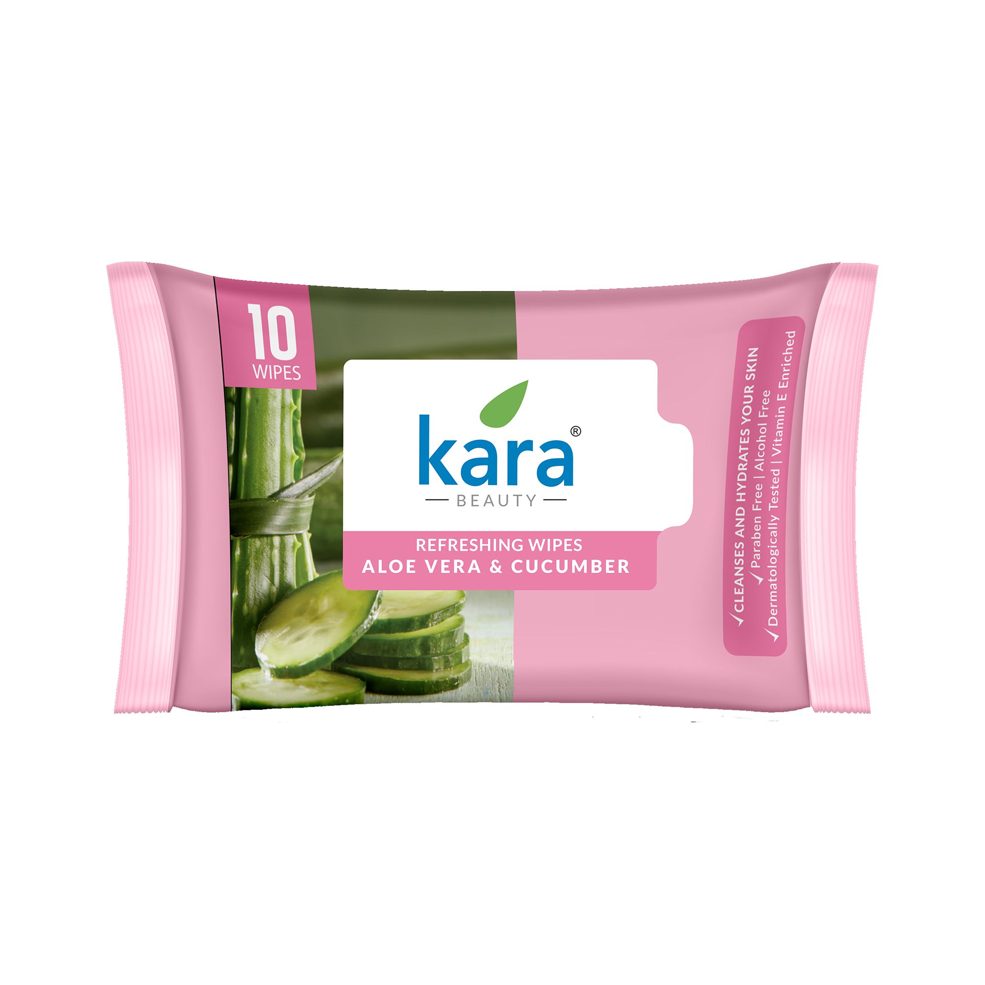 Kara Aloe Vera & Cucumber Refreshing Facial Wet Wipes | Cooling & Hydrating | Pack of 12 (120 Pieces)