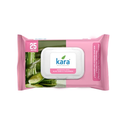 Kara Aloe Vera & Cucumber Refreshing Facial Wet Wipes | Cooling & Hydrating | Pack of 6 (150 Pieces)