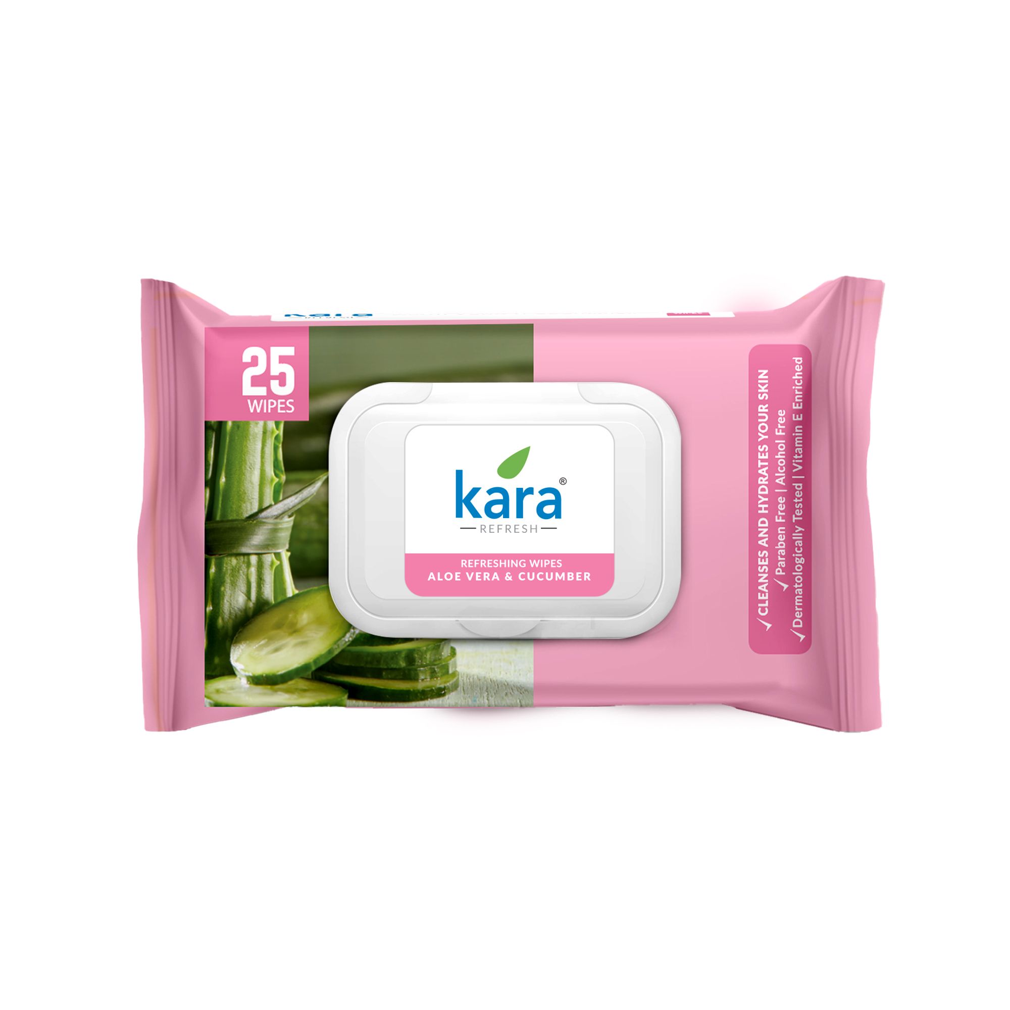 Kara Aloe Vera & Cucumber Refreshing Facial Wet Wipes | Cooling & Hydrating | Pack of 6 (150 Pieces)