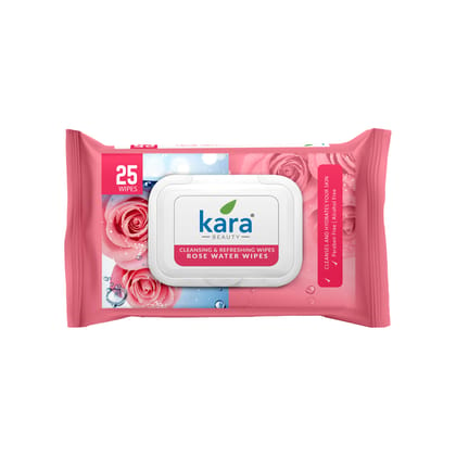 Kara Rose Water Facial Wet Wipes | Cleansing & Refreshing | For a Natural Glow | Pack of 6 (150 Pieces)