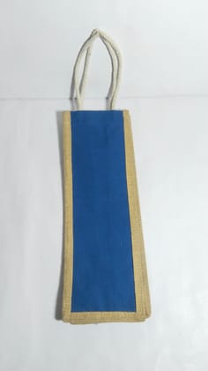  Blue Jute Wine Bottle Gift Bag with Handle - 12 Pack