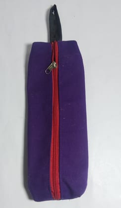 Purple Canvas Pencil Case with Red Zipper