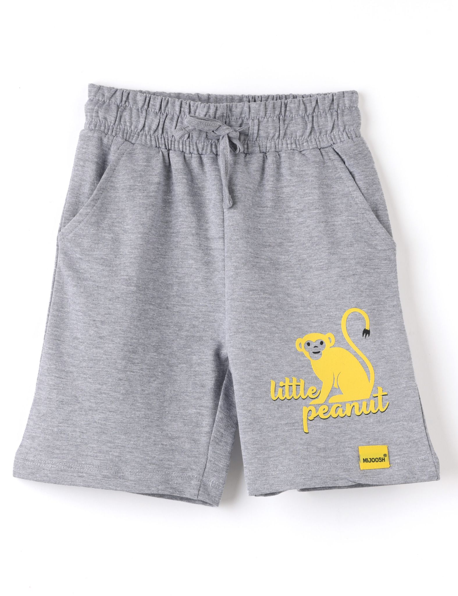 Boys Shorts Cotton French Terry Grey Heather Melange Peanut Monkey