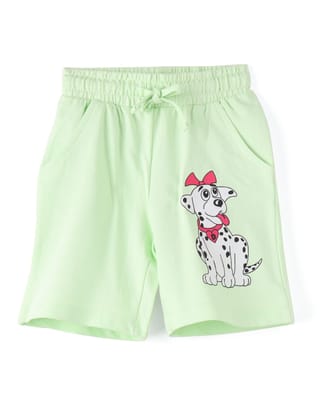 Girls Shorts Cotton French Terry Patina Green “Cute Dog”