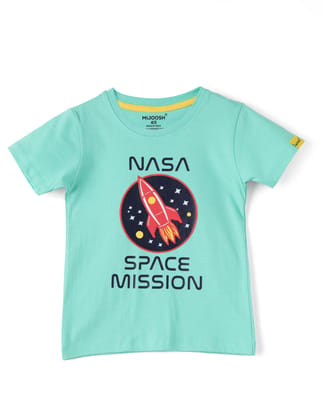 Boys T shirt Cotton Biscay Green Space Mission