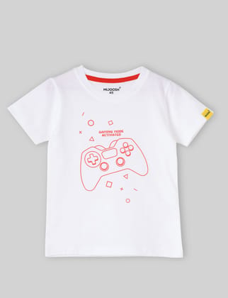 Boys T shirt Cotton Pure White Joystick