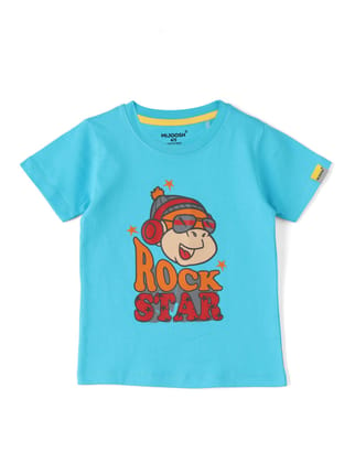 Boys T shirt Cotton Scuba Blue Rock Star