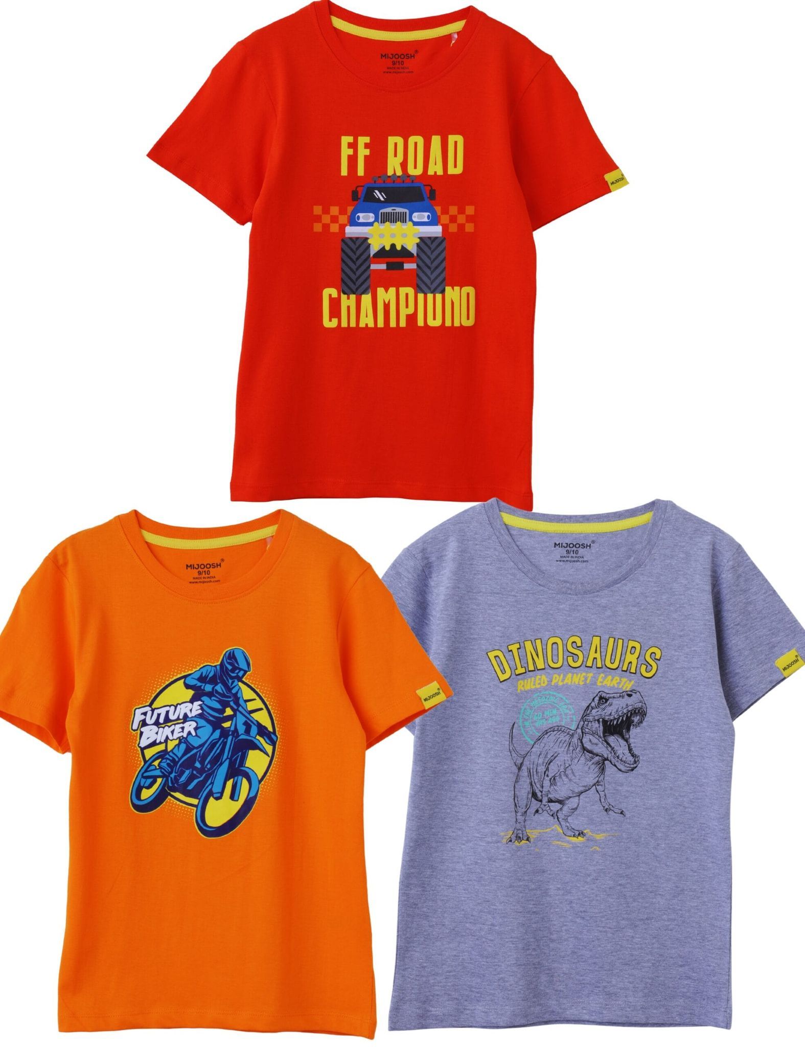 Boys’ T-Shirt 3-Pack – Red, Orange, Grey  7-14 Years (3pcs Pack)