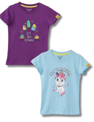 Girls T-Shirt  Atomizer Blue / Sparking Grape Violet, Soft Cotton, Ages 2-6 (2pcs pack)