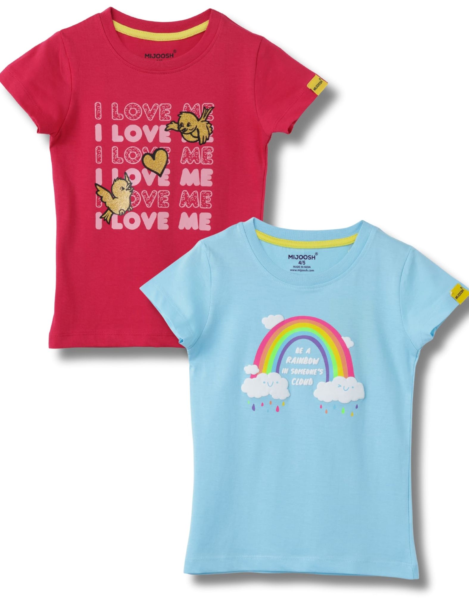 Girls T-Shirt Atomizer Blue / Bright Rose Pink, Soft Cotton, Ages 2-6 (2pcs pack)