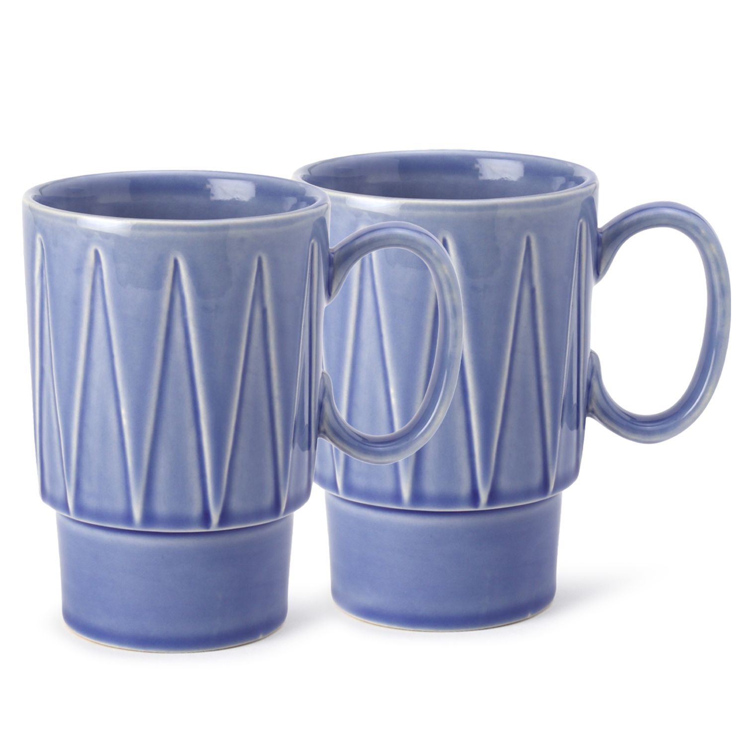 Bodhi House Stackable Ceramic Coffee Mug, Milk Mug with Glossy Finish, Ideal for Green Tea, Hot Chocolate, Microwave and Dishwasher Safe, Bone Ash Free Ideal for Gifting, Mist Blue | 350 ml Set of 2