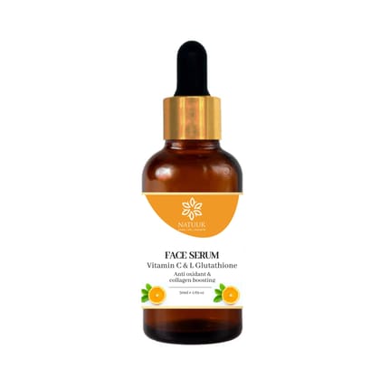 NATUUR - Vitamin C Face Serum - 50ml | Antioxidant and Collagen Boosting | Brightening and Firming Serum | With Hyaluronic Acid for Youthful and Glowing Skin