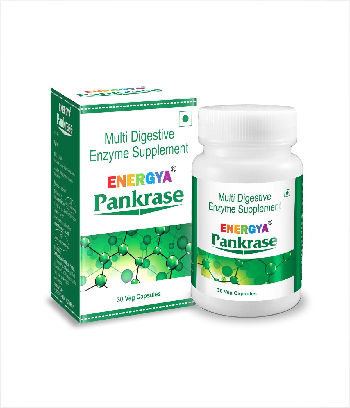 ENERGYA Pankrase | Only Multi Digestive Enzyme Aids in Diabetes Reversal, Gas Relief, IBS-Constipation & Diarrhea Control, Digestion, Nutrient Uptake | Hi-tech encapsulation | Veg Capsules