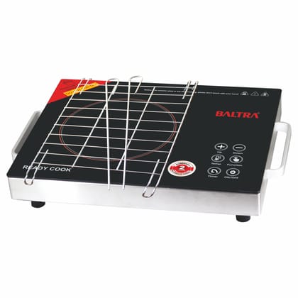 Baltra 2200 W READY COOK Radiant Cooktop Touch Panel  (Silver, BIC-144) with Free Detachable Grill, Digital Controls, 2 Year Warranty