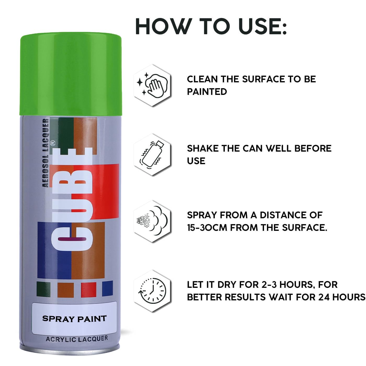 Cube Aerosol Acrylic Lacquer Spray Paint - Green