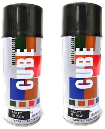 Cube Aerosol Acrylic Lacquer Spray Paint - Black pack of 2