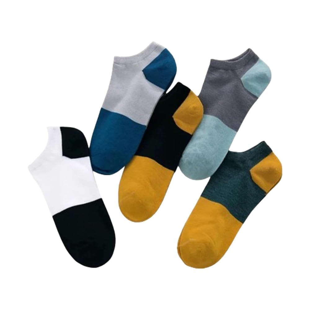 SOCKSCARVING Multicolour Favorite No-Show Edition Cotton Socks Pair of 5, Low Cut Ankle, Full Length, Free Size, Casual Design, For Men-Women