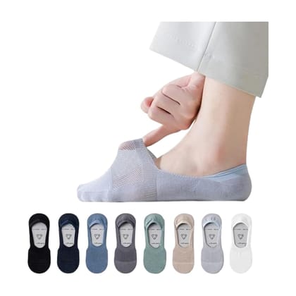 Sockscarving Pack of 8 Unisex No-Slip No-Show Edition Cotton Socks - Soft Fabric, Solid Pattern, Different Colors, Low-Cut, Comfort for Men and Women