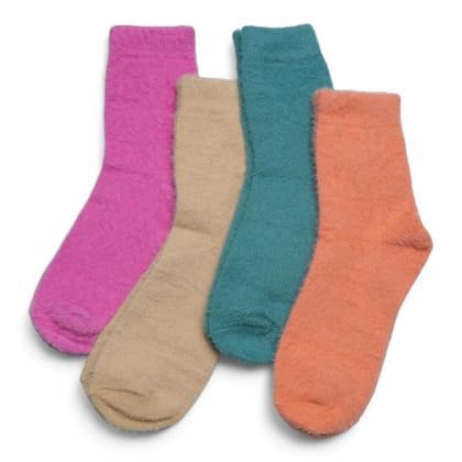 Socks Carving Pack of 4 Multicolour Unisex Ankle length Socks, Made With Durable & Breathable Cotton, Free Size, Soft Furry Edition, Suitable for all Season, Soft & Breathable, Daily Use