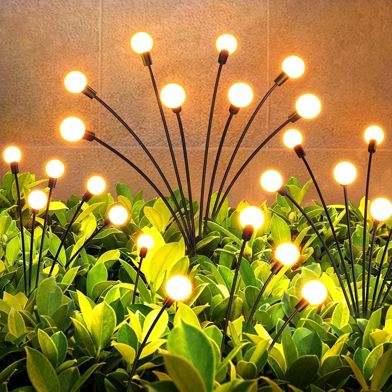 DAYBETTER® 8 LED Balls Solar Lights | Starburst Swaying Solar Garden Light, Warm Garden Light | Outdoor Decoration | Waterproof Lights for Pots, Balcony (Warm White) (Pack of 2) Tar-B3