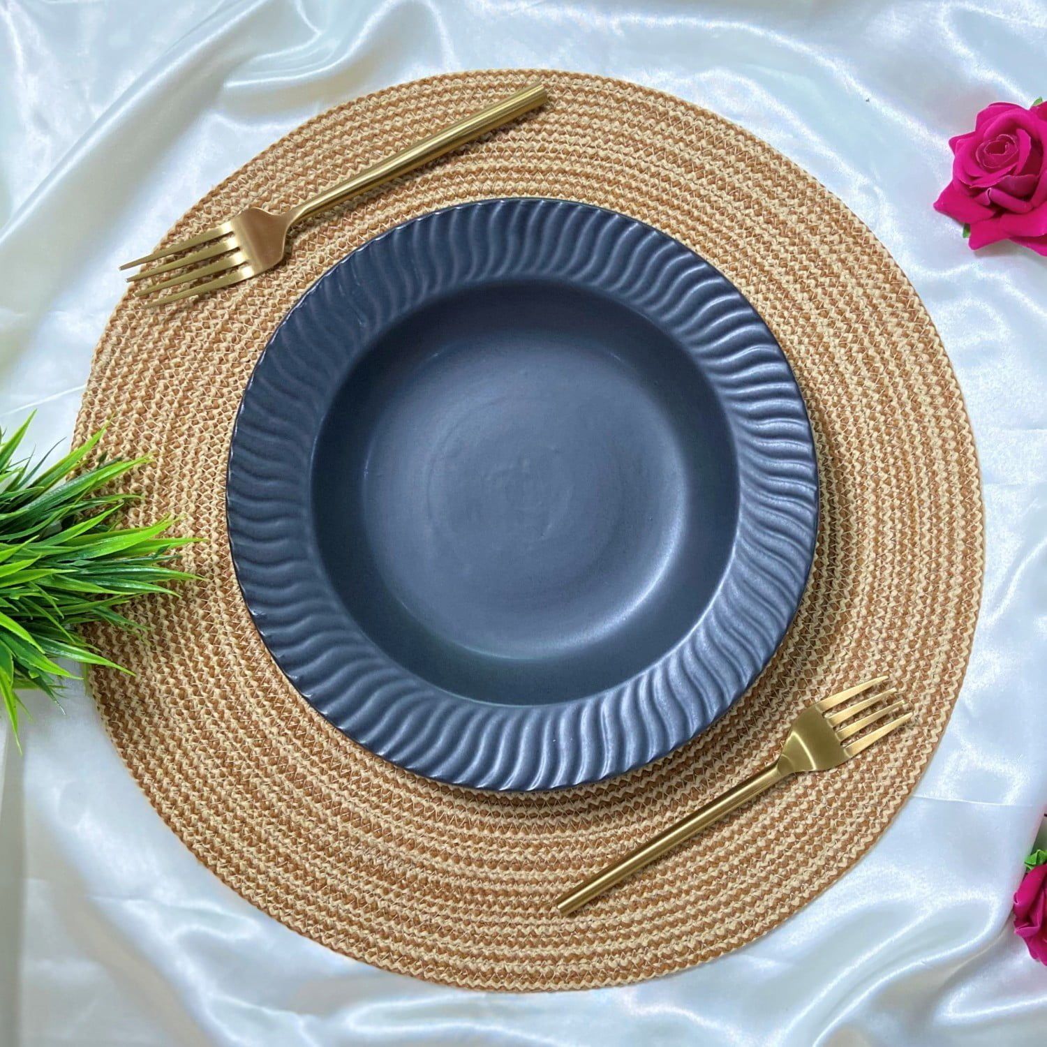 Ceramic Dining Matte Black Ceramic Deep Pasta Plate