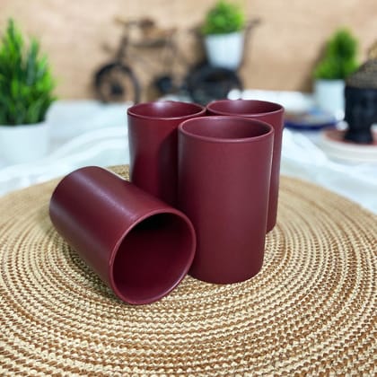 Ceramic Dining Chic Matte Maroon Ceramic Glasses Set of 4