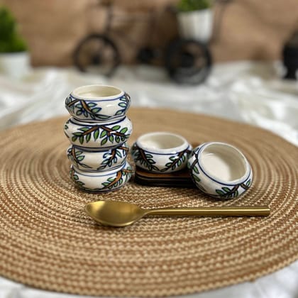 Ceramic Dining Colorful Floral Hand-Painted Ceramic Dip Bowls Set of 6 || Ketchup Bowls || Sauce Bowls || Chutney Bowls