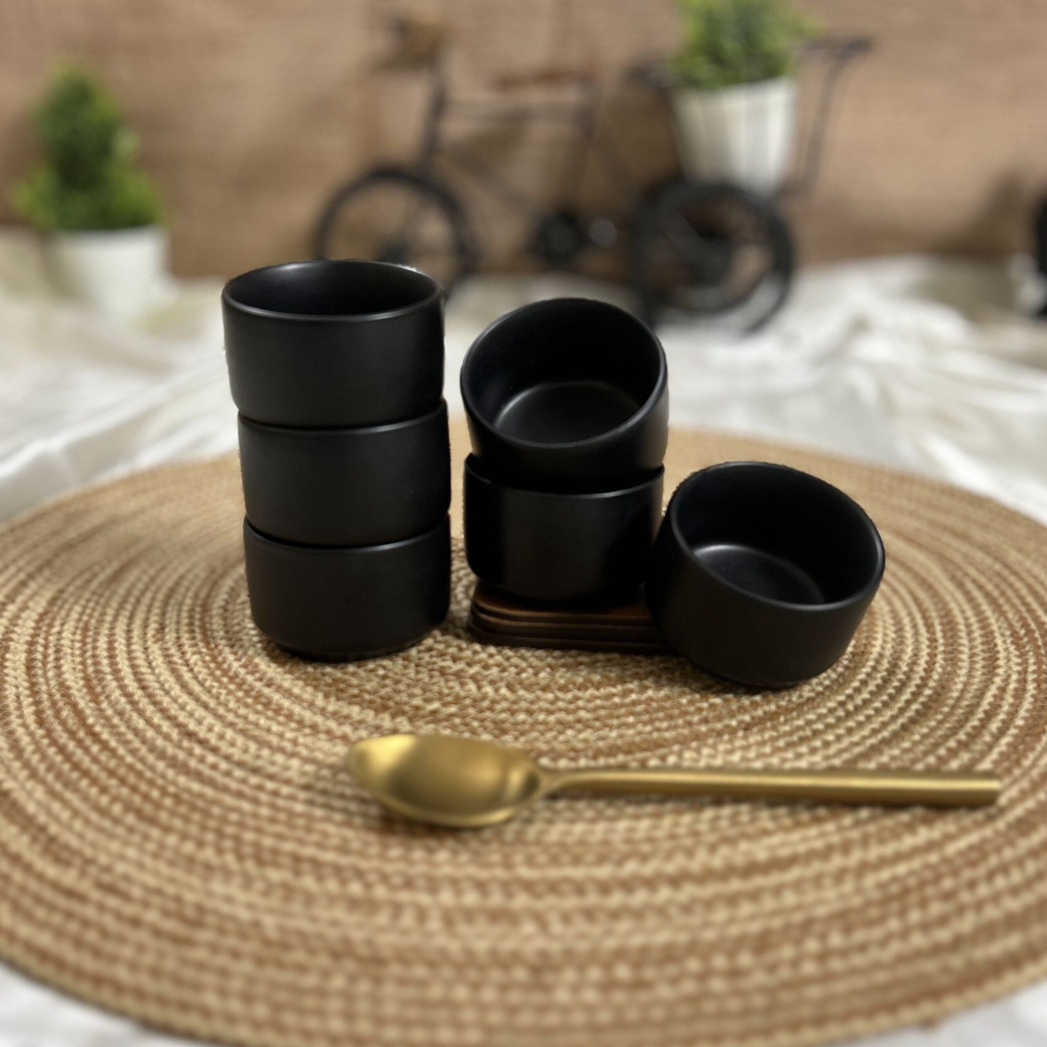 Ceramic Dining Chic Matte Black Ceramic Dip Bowls Set of 6