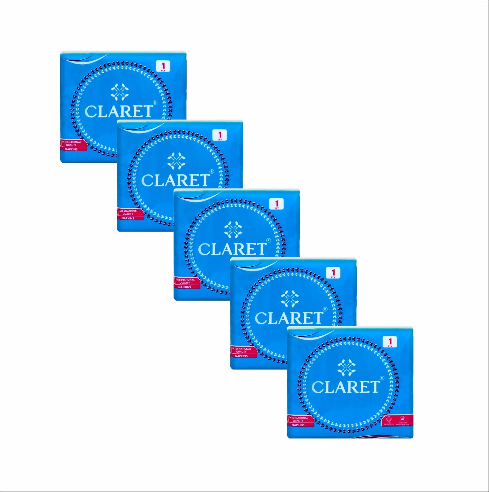 Claret Premium 1-Ply Soft Paper Napkins (5-Pack, 80 Sheets Each, 27x30 cm, White) - Ideal for Parties, Events and Everyday Cleaning Needs