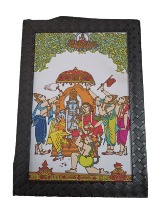 Lord Rama Darbar with Hanuman ji and Mata Sita Hand-Painted Glass Painting