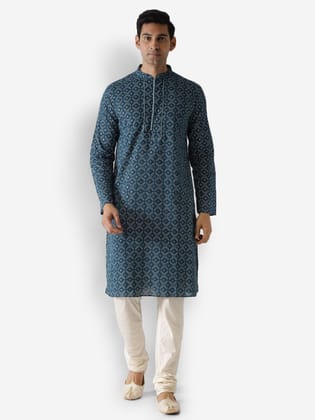 Men Navy Blue Kurta Sets