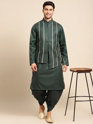 Kisah men Bottle green kurta jacket set