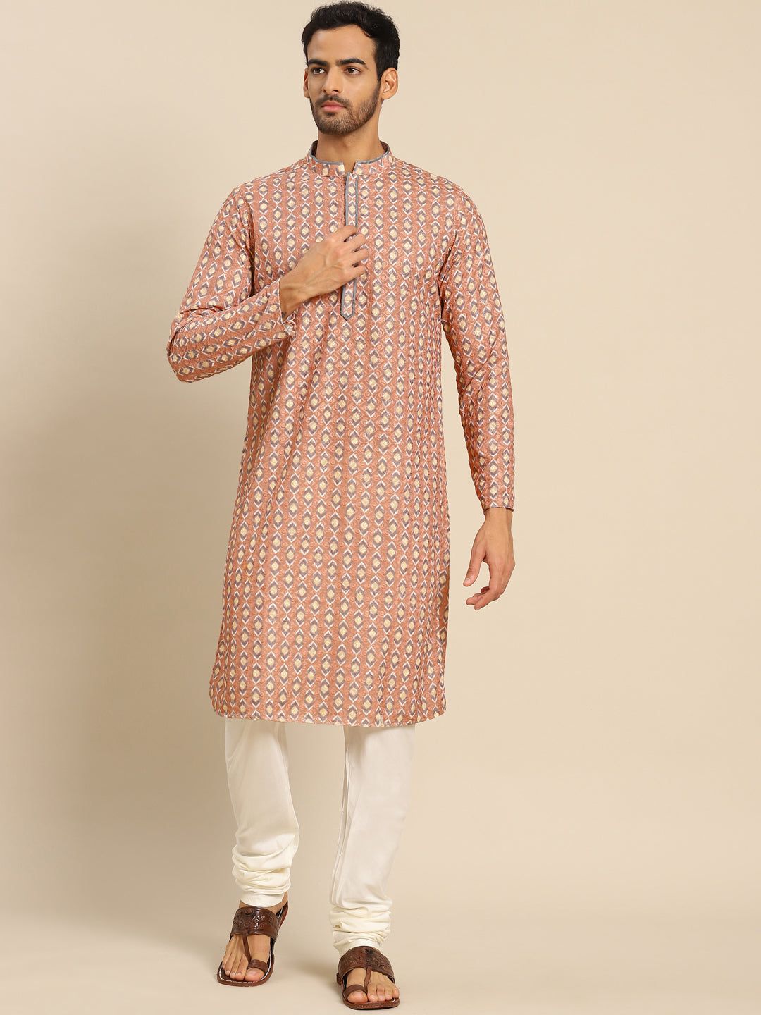 Kisah men peach kurta set