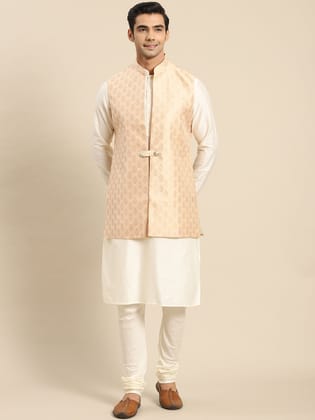 Kisah Men Taupe Kurta Jacket Set