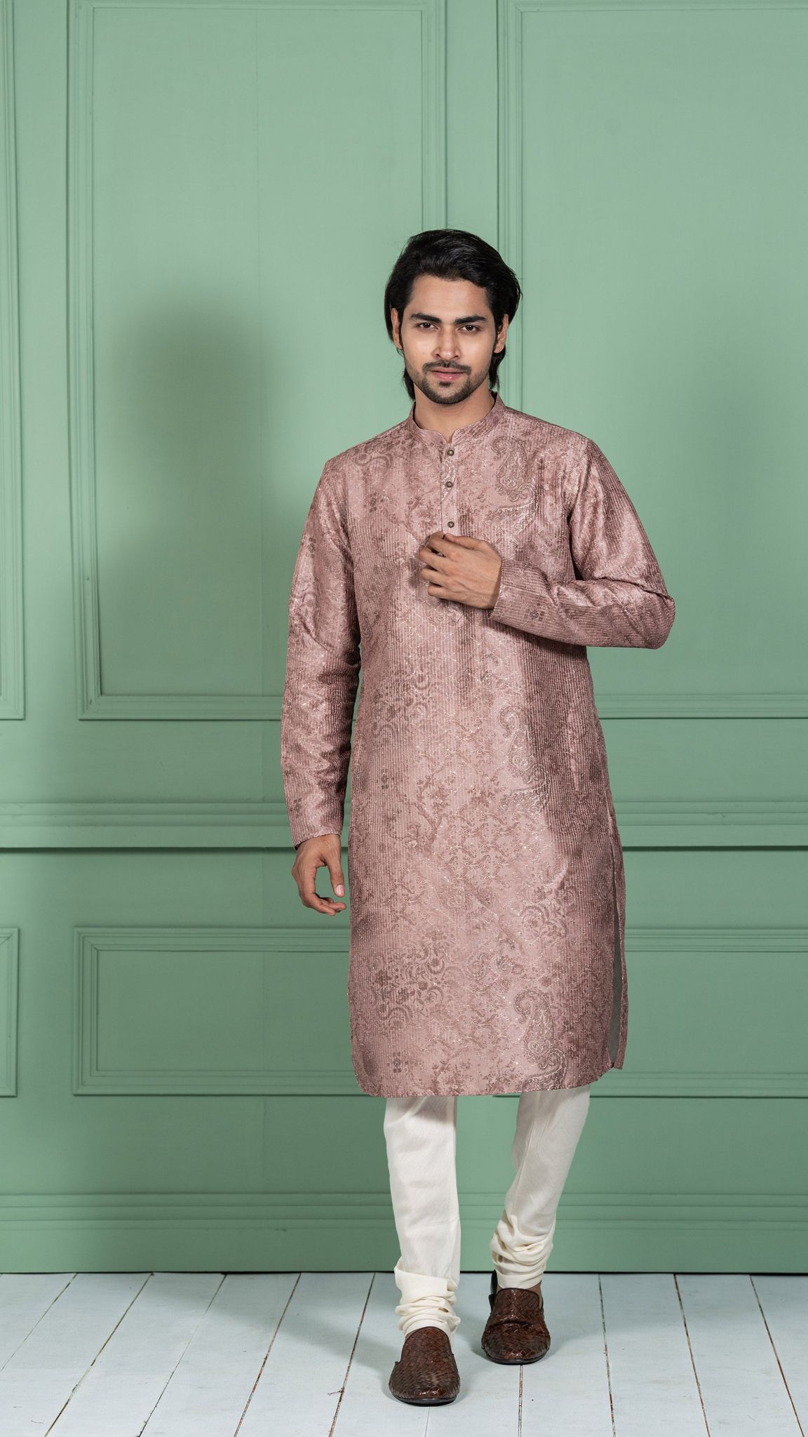 Kisah Men Brown Kurta Set