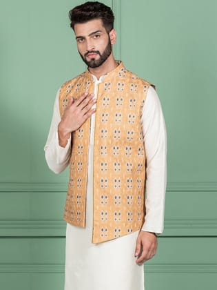 Kisah Men Mustard Nehru Jacket (Set of 1)