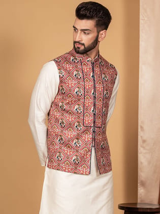 Men Pink Nehru Jacket (Set of 1)